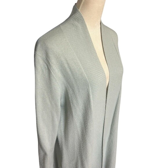 Repeat Silver Edition Womens Cashmere Silk  Gray Rib Pocket Open Cardigan 40/M - Picture 3 of 10